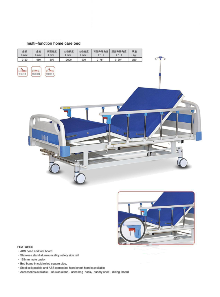 HY-HB615 2 Crank Manual Hospital Bed ABS Headboard Bariatric Hospital Bed