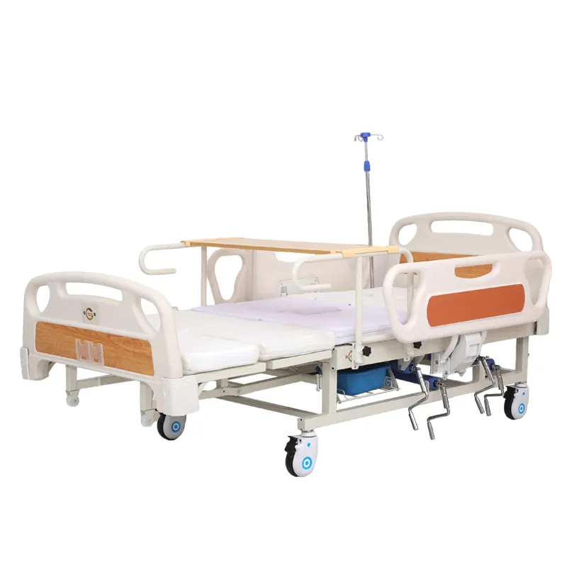 Hospital Bed with Bed Pan Multi-function Manual Nursing Bed