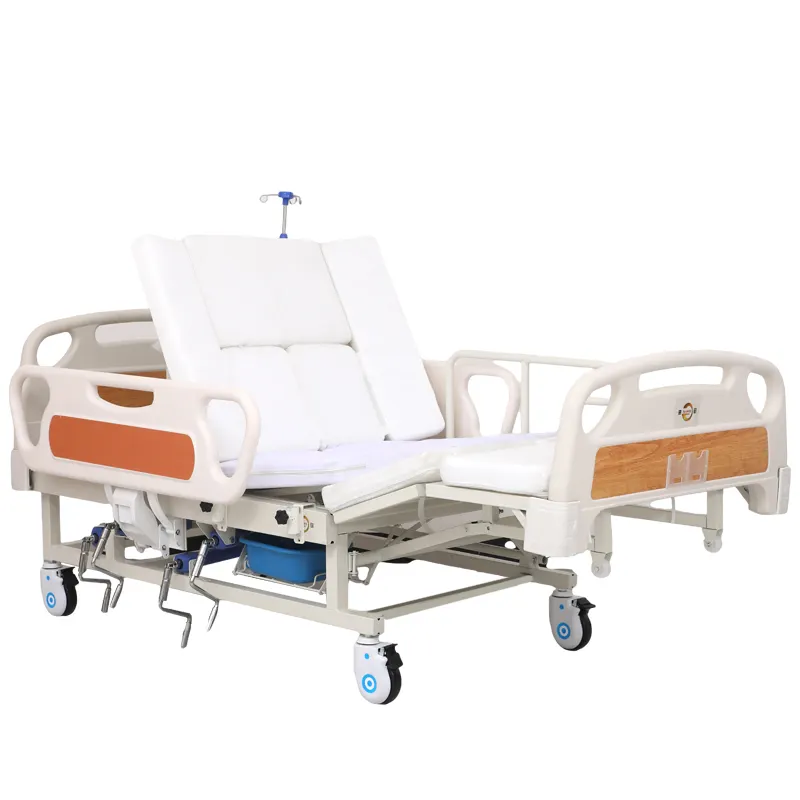 Hospital Bed with Bed Pan Multi-function Manual Nursing Bed