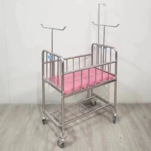 Hospital Baby Crib Movable Infant Bed with Silent Wheels