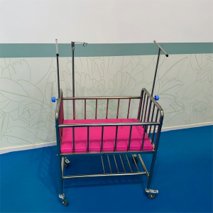 Hospital Baby Crib Movable Infant Bed with Silent Wheels